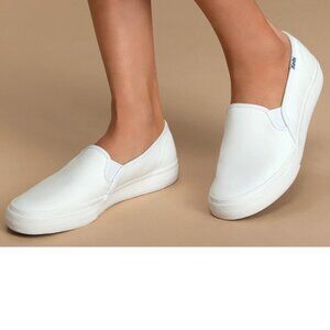 EUC KEDS double decker leather slip-on sneaker (8W) pure brilliant white KICKS